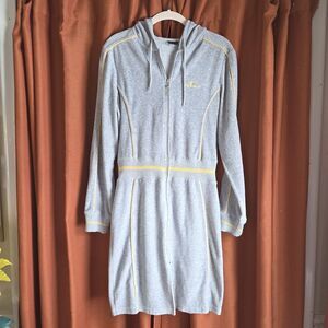 FUBU The Collection Women's Gray Full Zip Cotton Hoodie S Logo Embroidered